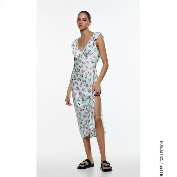 ZARA RUFFLED FLORAL DRESS - Picture 5 of 7